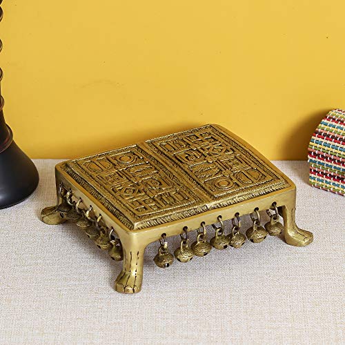 eCraftIndia Brass Traditional Pooja Chowki with Bells
