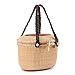 Cestino Intrecciato A Mano, Willow Picnic Basket - Cestino della Spesa Manico in Pelle/Materiali Naturali, Fatto A Mano