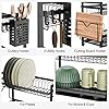 iSPECLE Dish Drainer - 2 Tier Dish Drying Rack with Drip Tray, Rustproof Draining Board Rack with Utensil & Cutting Board Holder, Sink Drainer Rack for Kitchen Counter, Black - Image 4