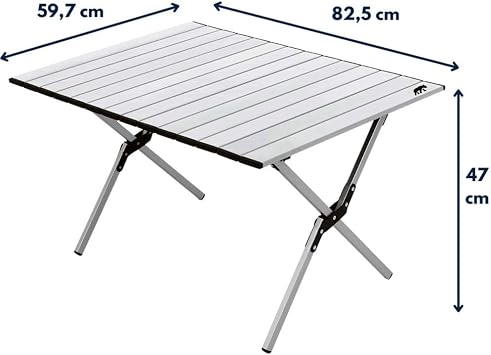 Kamp Ayısı® Large Alüminyum Katlanabilir Kamp ve Piknik Masası, Çantalı, Gri