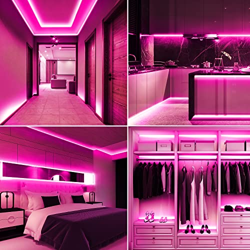 Image of USB Powered COB Led Strip Lights, 6.56Ft Battery Operated Pink LED Strip Lights, High Brightness Flexible LED Tape Lights for Room, Cabinet, Bedroom, Kitchen, Party, Home DIY Indoor Deco
