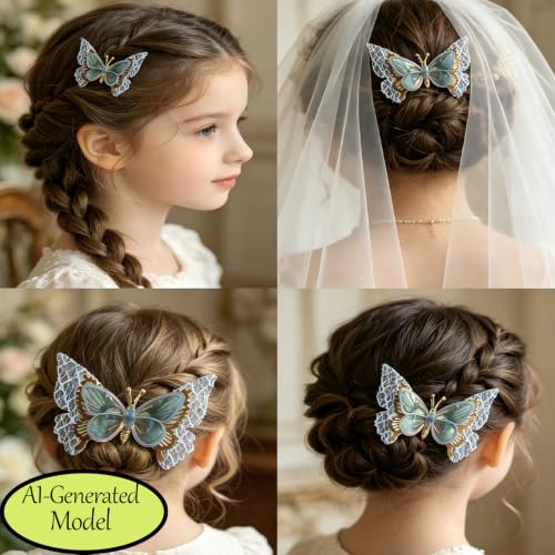 3 piezas pinzas de cabello mariposa móvil brillo 3.15 pulg miniatura 5