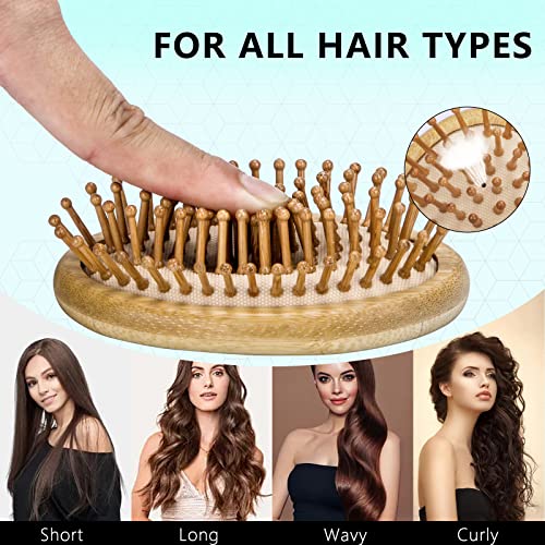 Combetter Natural Bamboo Hair Brush(No Handle), Massaging Scalp, Detangling Hairbrush For Women, Men & Kids, Eco-Friendly Natural Wooden For All Hair Types #TOP2