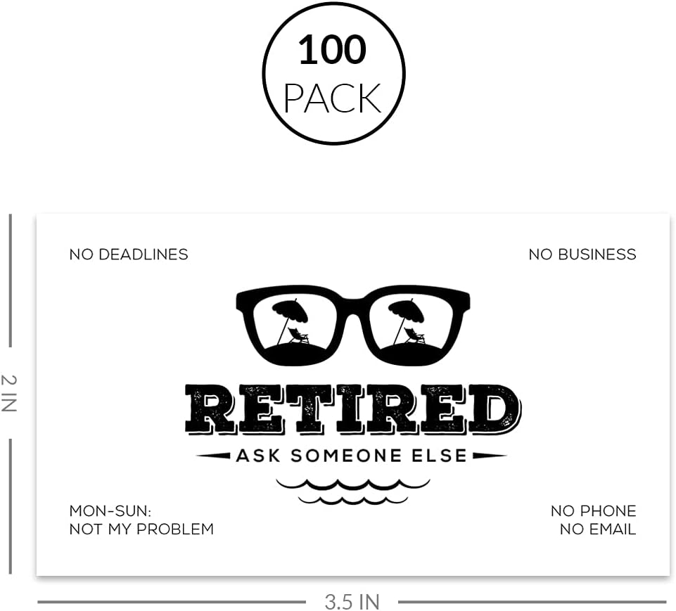 Andaz Press Funny Retirement Business Cards, Ask Someone Else Vacation Retired Business Cards for Men, Women, Boss, Farewell, Office Coworkers, Employees, Retirement Gag Ideas, 100-Pack, 2 x 3.5-Inch