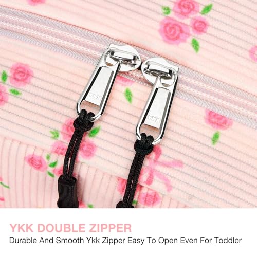 Image of STEAMEDBUN Corduroy Kids Backpack for Girls and Boys 5-8: Girls Backpack for Elementary Kindergarten - 15 inch Cute Backpacks for Kids - Rose