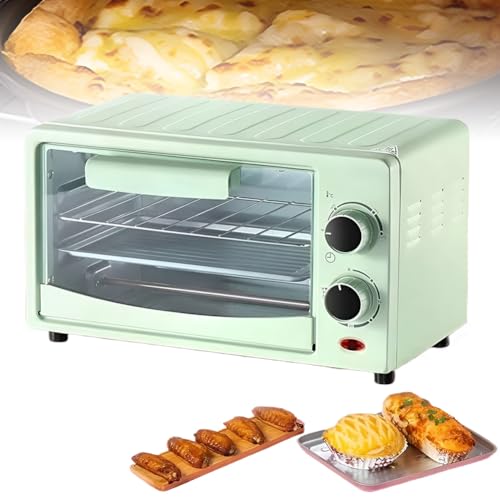 Mini Horno eléctrico de 12 litros, tostadora de encimera de convección multifunción, máquina de Desayuno para Pasteles pequeños, Temperatura Ajustable de 0-230 ℃ y Temporizador de 30 Minutos