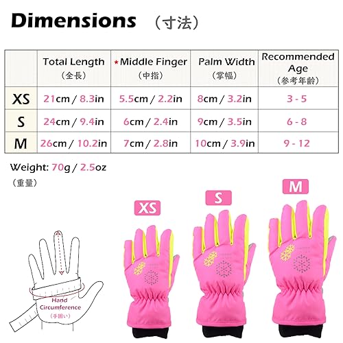 Image of TRIWONDER Kids Ski Snow Gloves Winter Cold Weather Windproof Thermal Warm Fleece Snowboard Gloves Sport Mittens for Boys Girls (M, Rose Red)