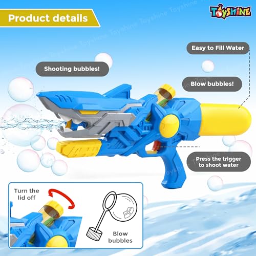 Image of Toyshine Shark Theme Water Gun 570ml Tank Capacity Long Range High Air Pressure Spray for Summer Swimming Pool Party | Holi Water Toy Gun Holi Pichkari for Girls Boys Kids 3 & Above - Multicolor