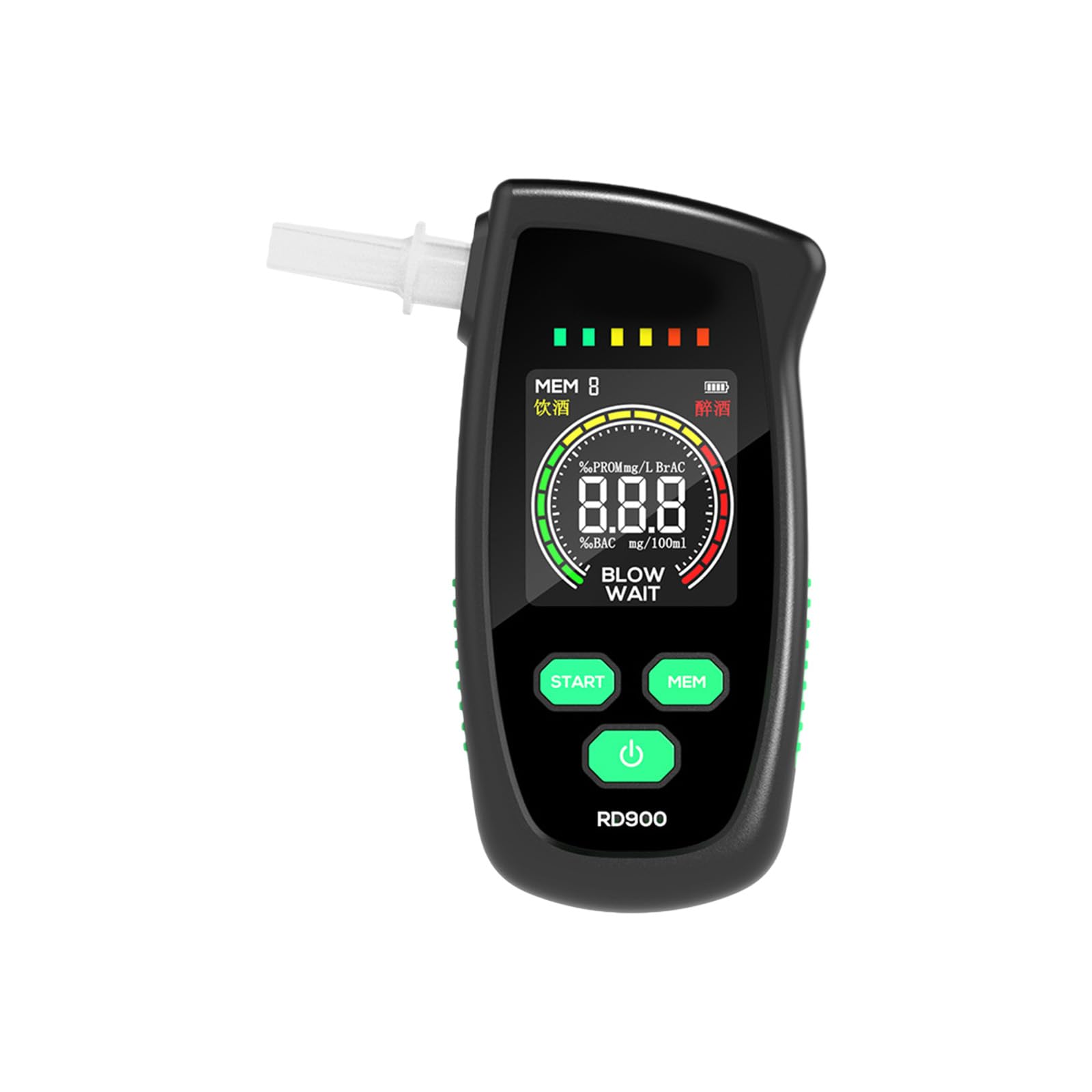 Testeur d'alcool numérique rechargeable à écran LCD avec bip d'alcoolémie portable à réponse rapide - Éthylotest de poche pour voiture