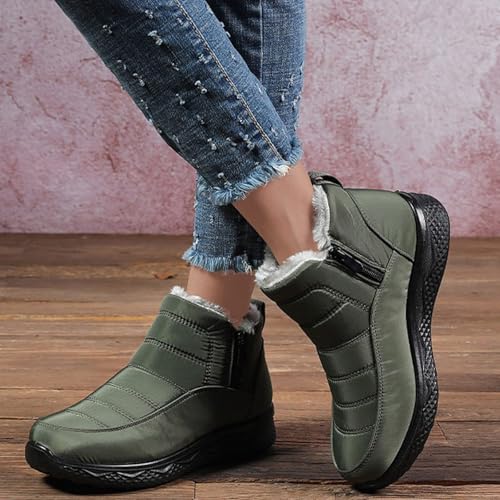 Womens Winter Boots Fashion Faux Fur Lined Snow Boots Side Zipper Slip On Ankle Boot Water Resistant Non Slip Fuzzy Warm Shoes Lightweight Round Toe Outdoor Casual Walking Shoes4