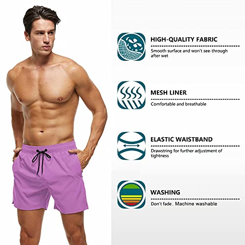 Image of Tyhengta Men's Swim Trunks Quick Dry Beach Shorts with Zipper Pockets and Mesh Lining