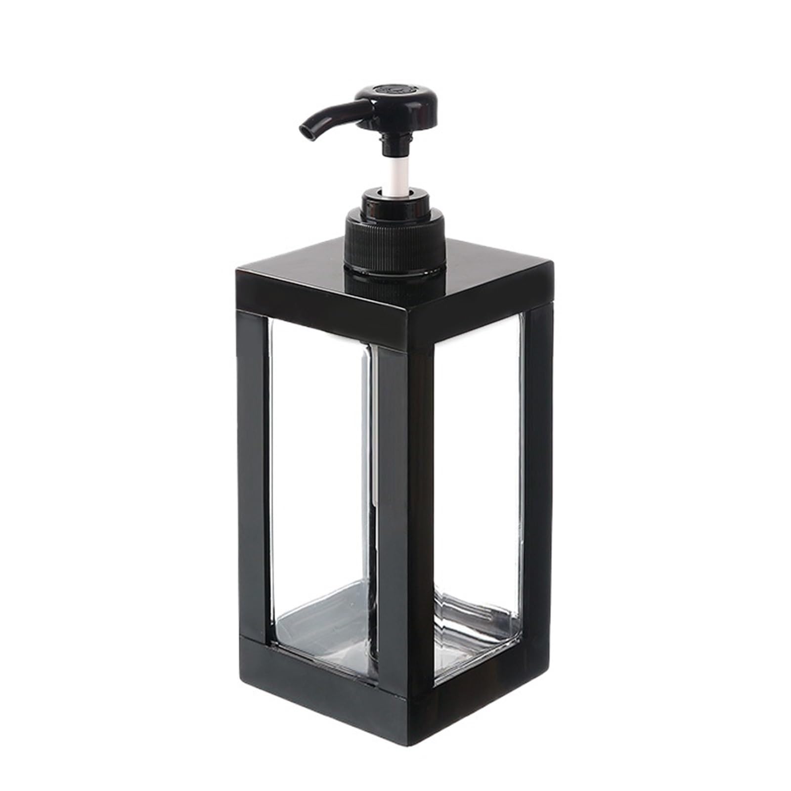 Quavva Push Dispenser Pump Bottle 500ml 750ml 1000ml Clear Plastic Square Refillable Container for Shampoo Body Wash Hand Soap(750ml-Black)