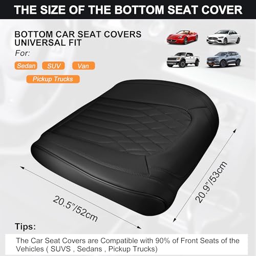 Image of BWTJF Black Car Seat Cover 2 Pack, Universal Leather Front Seat Covers Bottom Protector, Anti-Slip and Full Wrapping Edge Compatible with Most of Vehicles - SUVs /Sedans /Pickup Trucks