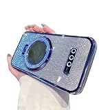 IMEIKONST Custodia per Samsung Galaxy S10, glitterata brillante con supporto per specchio per il trucco, in TPU, antiurto, antiurto, antigraffio, per Samsung S10, blu DSJ