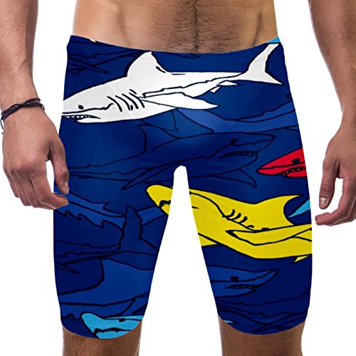 Swim jammer traje de baño azul marino de tiburones entrenamiento secado rápido