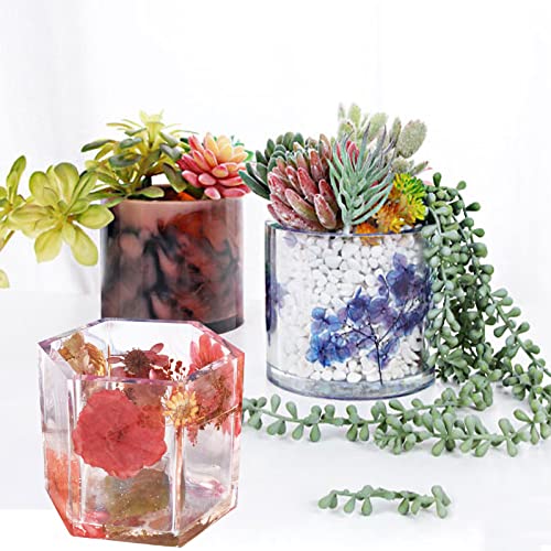 4Pcs Large Candle Vessel Resin Mold Cylinder Hexagon Silicone Planter Mold For Concrete Epoxy Casting Jar Container Box Resin Mold Diy Jewelry Holder Trinket Organizer Art Craft Home Decor #TOP2