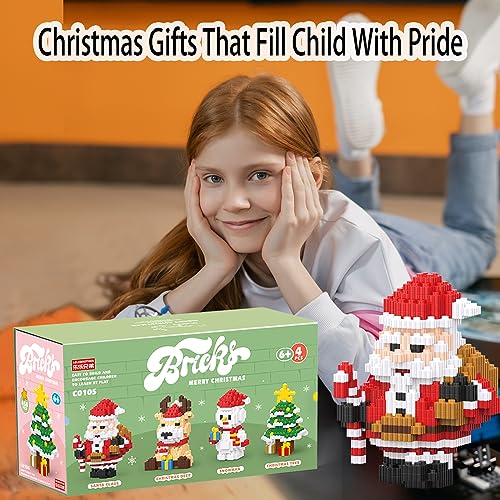 Image of 2023 Building Blocks Christmas Toys Sets 4 in 1 Micro Blocks Stacking Toy New Toys Holiday Present Box New Year Birthday Gifts for Kids 6-12 Years Old Girls and Boys (4IN1)