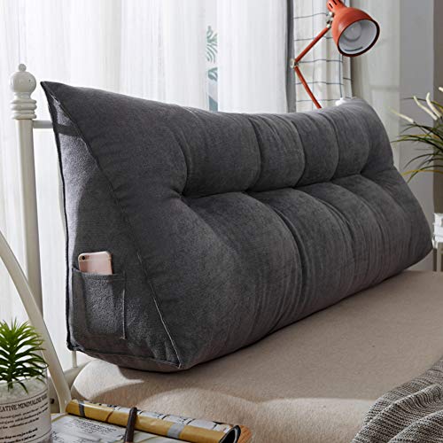 Grande Triangular Cabecera de Cojines Triangulares, Suave Tatami Resto Almohadilla de Respaldo de Lectura Collarín Color del Soild Lavable Sofa Cama Almohadilla Lumbar-C 60x23x50cm(24x9x20inch)