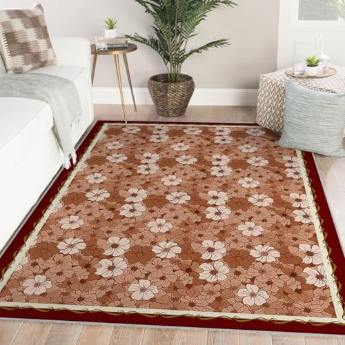 Tapis antidérapant à fleurs lavable en machine pour sol glissant