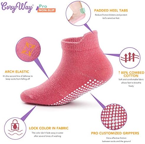 CozyWay Baby Non Slip Socks Toddler Socks With Grips Ankle for Infants Kids Little Girls Boys 12 - 36 Months