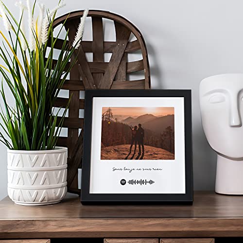 Image of Ritwika's Personalized Photo Spotify Qr Code Name Message Digital Print Engineered Wooden Frame For Desk 17 X Cm Multicolor Set Of 1, Square, Tabletop