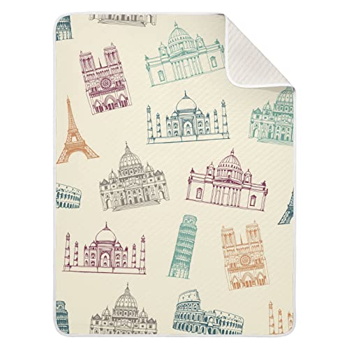 Image of Famous Landmarks of World Pattern Baby Blanket Bed Crib Stroller Cover Blanket Wrap Soft Swaddling Blanket