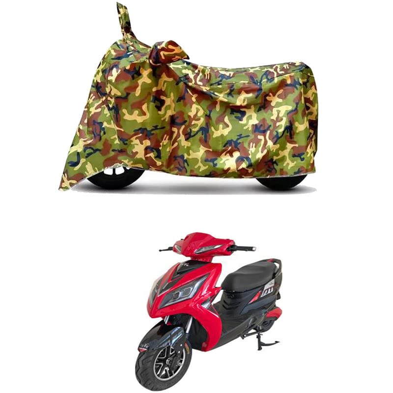 Image of Waterproof 100% PVC Coated Full Bike Scooty Two Wheeler Body Cover Compatible for EeVe Atreo STD /UV-Rays /Heat Protection /Birds Dropping /Scratchproof /Dust Proof s[6X6 Jungle Print]