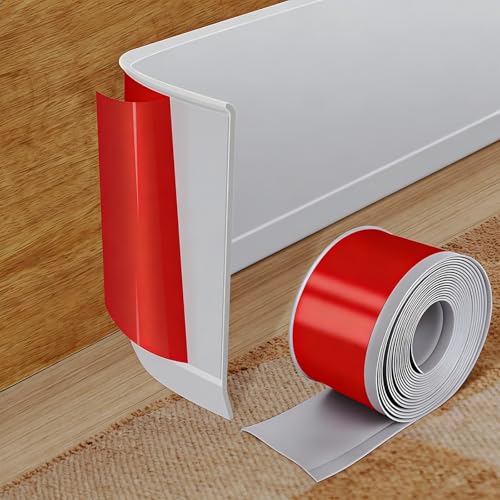 Midslinee Gris Rodapies Autoadhesivo 10cm x 3m, Rodapie PVC, Tira de Transición Decorativa, Rodapie Adhesivo para Cocina, Baño, Dormitorio, Paredes de Salón