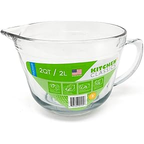 Anchor Hocking Batter Bowl, 2 Quart Glass Mixing Bowl with Red Lid