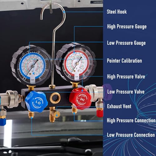 Image of BACOENG R32 R1234yf AC Vacuum Pump and Gauge Set, 4.0 CFM Sparkless HVAC Vacuum Pump Kit for AUTO /Mini Split System, for R32 R1234yf R134a R410a Refrigerants