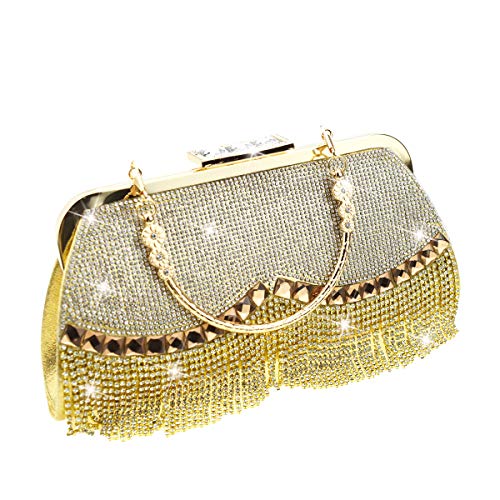 Evening Clutch Bag for women, Glitter Rhinestone Evening Bags Handbags Wedding Banquet Clutch Purse (Gold)