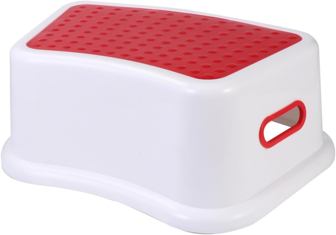Uonlytech Small Footstool Lightweight Plastic Stool Non-Slip PP Material Shockproof Portable for Boys Red
