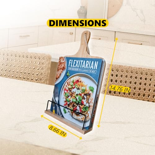 Chonic COOKBOOK STAND Recipe Book Holder For Kitchen Counter, Farmhouse Cookbook Holder With Measurement Conversion Chart, Wood Cook Book Shelf, Kitchen Accessories For Cookbook Storage Organizer  thumb #4