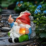 LIFLARMED Funny Garden Gnomes Statues Outdoor Decor, Solar Gnomes Outdoor Decorations for Yard, Patio, Lawn, Porch, Home, Garden Gnome Christmas Birthday Day Gifts for Mom Men Women