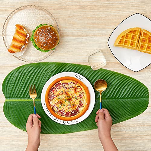 image for Jexine 8 Pcs Tropical Artificial Banana Leaves Large Faux Tropical Lea