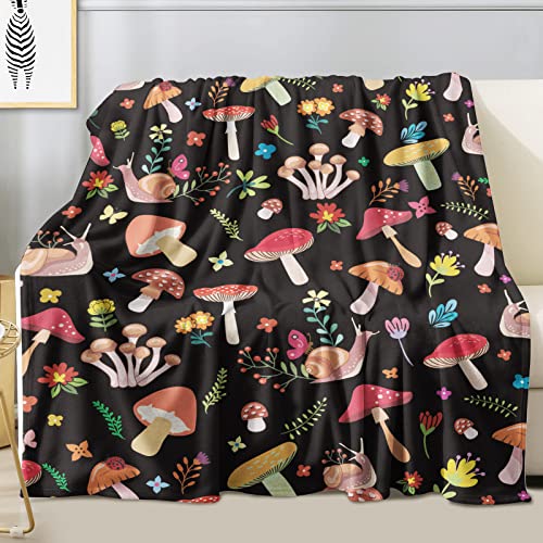 Mushroom Blanket Soft Flannel Lightweight Mushrooms Throw Blanket Mushroom Gifts For Kids Girls Boys All Season Plant Blankets For Sofa Couch Bed Decorative Mushroom Blanket Decor 40"X50" #TOP1