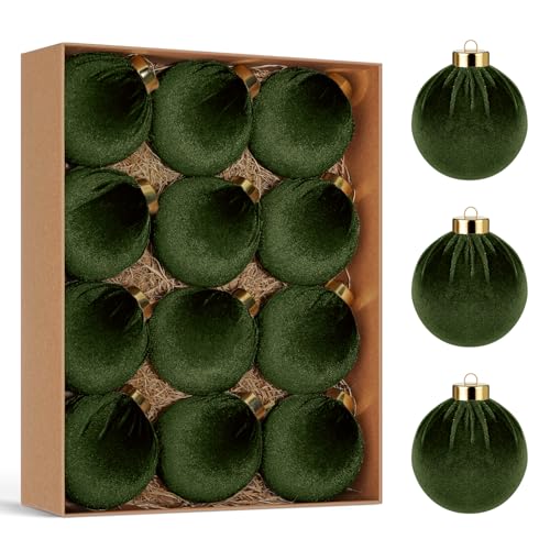 Miaikoe Weihnachtsbaum Ornamente Samt Kugeln, 12 Stück Plastik...