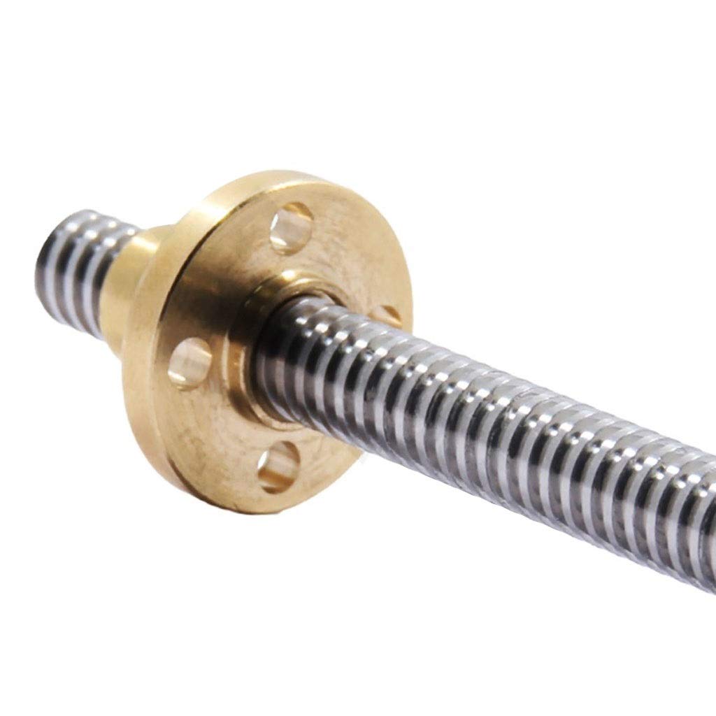 Tornillo T8 de 8 mm de paso helicoidal de 2 mm con tuerca de latón for impresora Guía lineal del eje Z 1 ud.(600mm)
