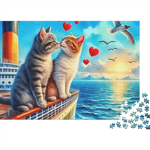 Puzzle de 1000 piezas Puss Boat Atardecer de Corazones, el regalo perfecto para amantes del arte