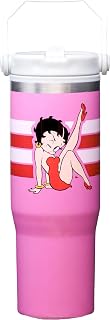 Spoontiques Betty Boop 30oz Stainless Steel Bottle - 10" Tall, Twist Off Lid & Carrying Handle - Stainless Steel Outer Wall & Acrylic Inner Wall