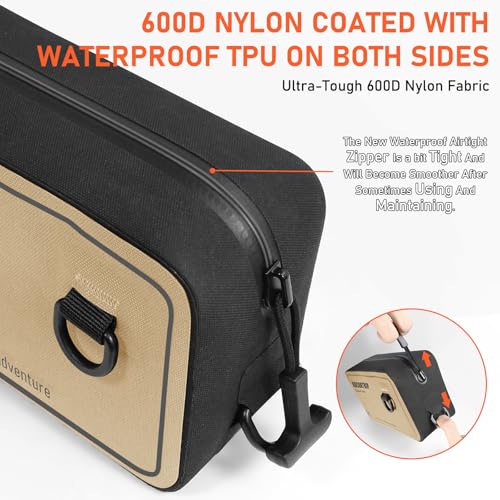 Bolsa seca impermeable ROCONTRIP 100%, mochila de cintura con cremallera hermética y correa ajustable, bolso cruzado liviano para kayak, snorkel y natación (Caqui) miniatura 4