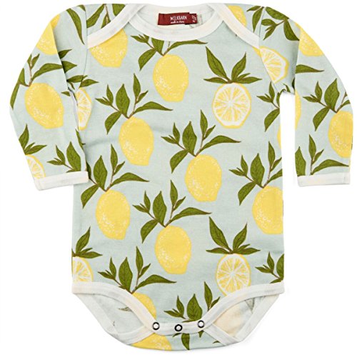 MilkBarn Organic Cotton Long Sleeve One Piece Lemon (6-12 Months)