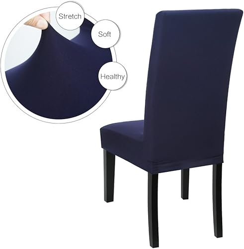 Miniatura 5 de Paquete de 4 fundas protectoras para sillas de comedor, elásticas, extraíbles, lavables, cortas, para hotel, comedor, ceremonia, banquete, boda y