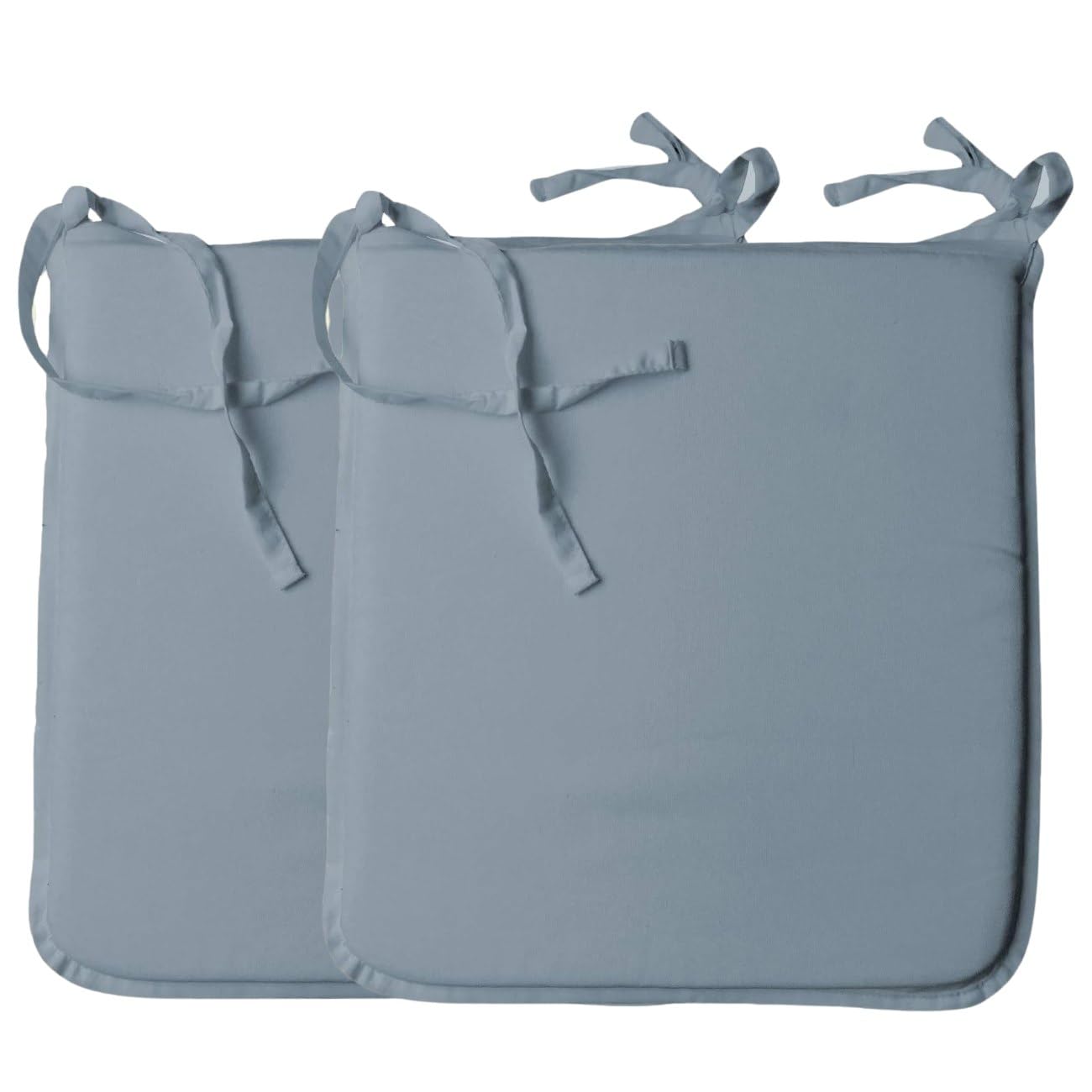 KARKARM Removable Cushion Chair Seat Pads Set of 2 Grey, Garden Dinning Chair Seat Pads with Ties for Home Office Patio Kitchen Indoor Outdoor UK 42x37cm