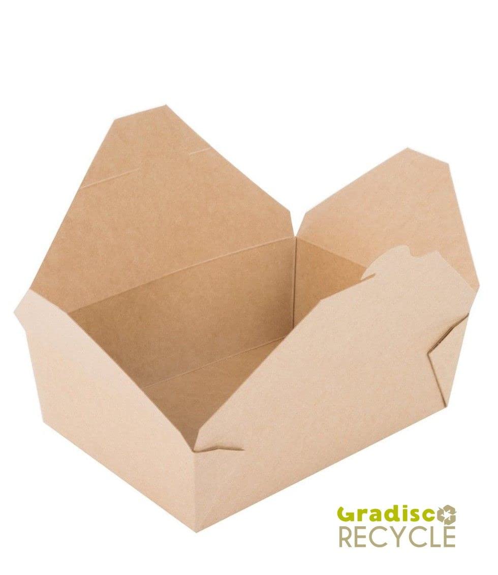 Generico Contenitore per Alimenti da Asporto, 2000ml Scatola di Cartone Kraft Compostabile per Alimenti, Resistenti alle Perdite e al Grasso, per Ristorante Catering e Feste, 75 Pezzi