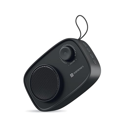 Portronics Pixel 2 Wireless Bluetooth Portable Speaker with Micro SD, 3.5mm Aux, 3W Output, Retro Volume Knob(Black) at Rs. 549