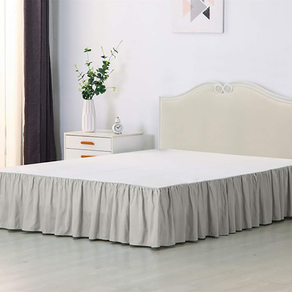 Jupe de lit plissée contre la poussière avec cache-sommier gris 200x203cm
