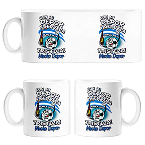 Diver Tazas Taza Frase con mi Depor y Cerveza Nunca Hay Tristeza La Coruña fútbol - Cerámica