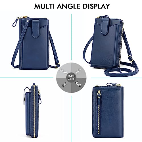 Image of Peacocktion RFID Crossbody Wallet Purse for Women Small Travel Cell Phone Purses Trendy Vegan Leather Bags with Card Slots