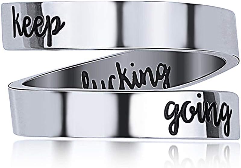 GleamartStainless Steel Engraved Ring Inspirational Keep Going Ring